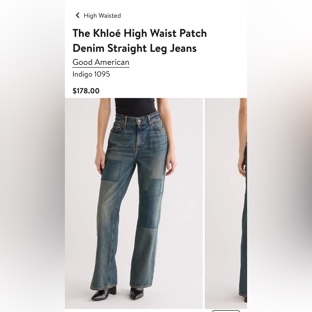 Good American The Khloé patchwork split hem jeans in vintage wash - Picture 2 of 7